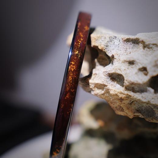 【紫韵金晖大漆手镯】方镯特细6mm、金箔、非遗手作漆器、新年礼品镯 商品图4