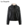 天猫同步【高奢/仿貂毛】拉夏贝尔/La Chapelle立领内里加绒PU夹克女保暖机车风时髦皮衣外套 商品缩略图0