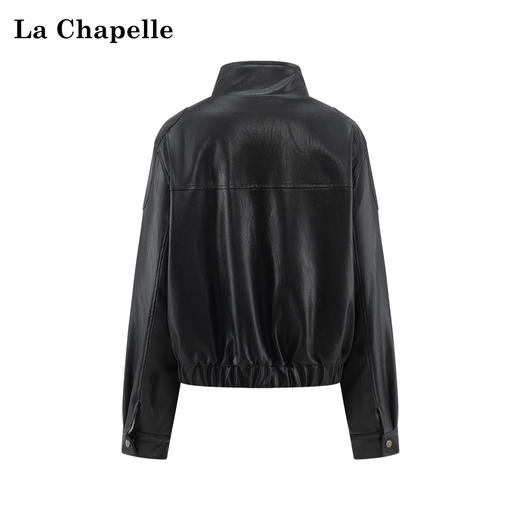 天猫同步【高奢/仿貂毛】拉夏贝尔/La Chapelle立领内里加绒PU夹克女保暖机车风时髦皮衣外套 商品图1
