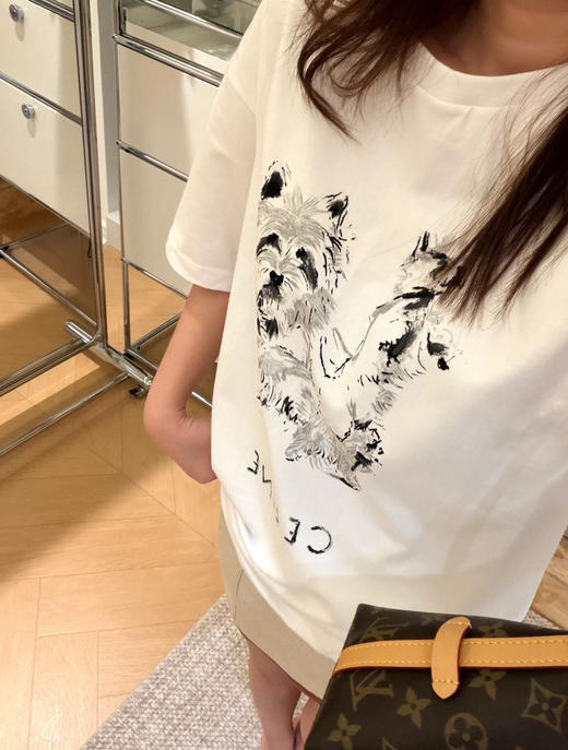 37-6 极限特惠48H ce 西高地 情侣款宽松短袖T恤 小狗印花 松弛高级 我穿M 商品图2