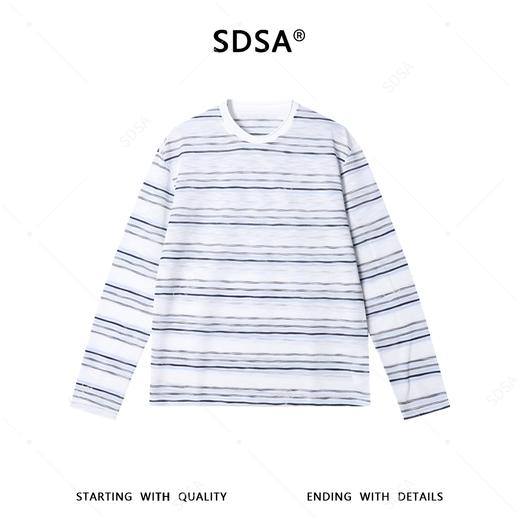 26021SDSA男装2026新款高贵轻奢韩版复古条纹长袖T恤圆领宽松百搭上衣 商品图1