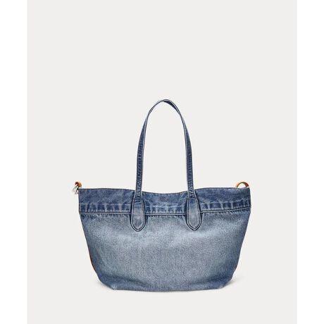 好美好美！！是丹宁托特包，牛皮革拼接大容量水洗单肩包E030766 商品图8