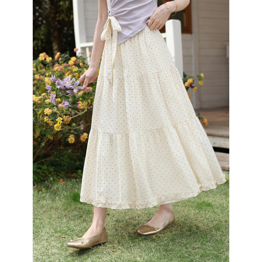 鹿向南「浪漫序曲」法式波点半身裙女夏季A字蛋糕裙高腰显瘦长裙 商品图0