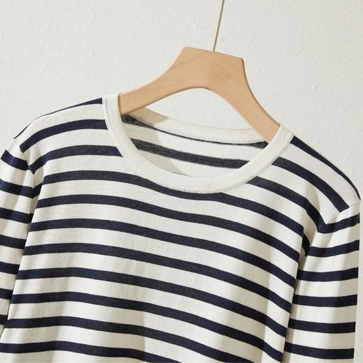 King Deer/鹿王春夏女士休闲时尚圆领短袖针织条纹衫L804022拼色 商品图7