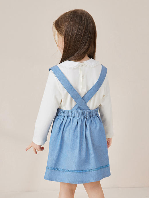 英氏女宝纯棉背带裙子牛仔女童吊带裙秋季新品YRLDJ32129A 商品图1