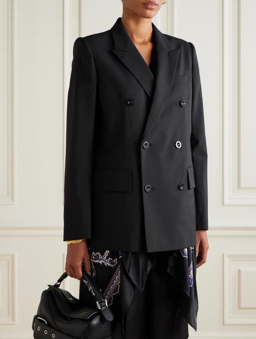 女款丝巾拼接双排扣西装外套he 商品图3