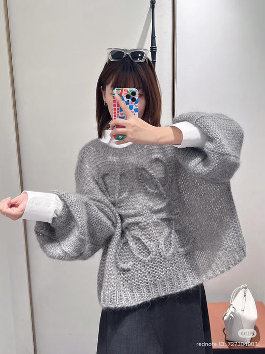 37-1 排他性独家圆正 lew粗针手勾徽标廓形套头衫 商品图4