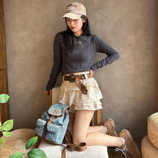 MLB 牛仔满印老花双肩包男女同款情侣款BKM06 商品图2