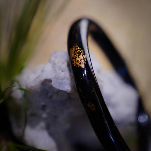 【黑金福禄、沉华大漆手镯】圆镯8mm金箔、葫芦螺细经典搭配国风 商品图7