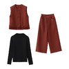 时尚套装春新款女装洋气时髦马甲打底衫秋阔腿裤三件套SNX3239 商品缩略图4