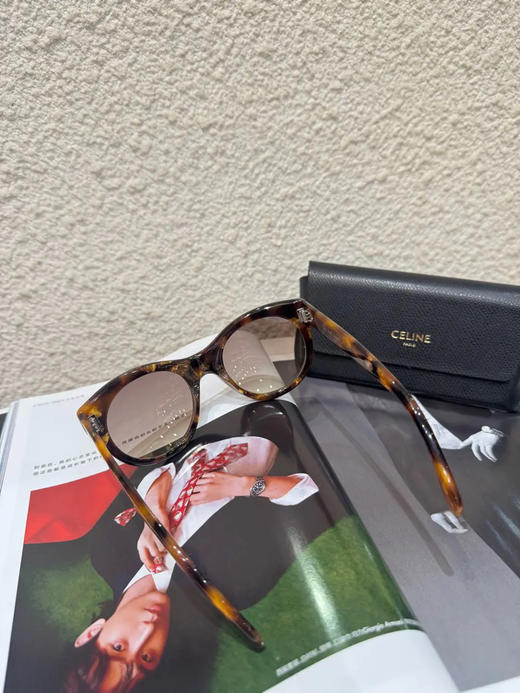 Celine 深棕 豹纹 猫眼 墨镜 商品图1