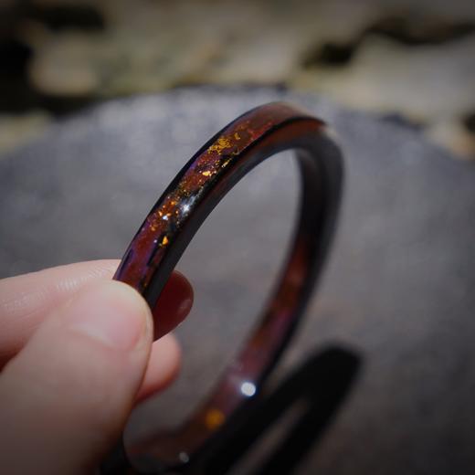 【紫韵金晖大漆手镯】方镯特细6mm、金箔、非遗手作漆器、新年礼品镯 商品图7