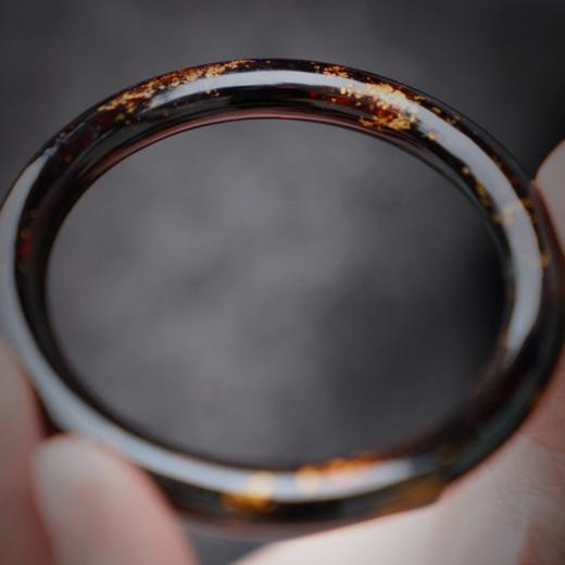 【黑金福禄、沉华大漆手镯】圆镯8mm金箔、葫芦螺细经典搭配国风 商品图4