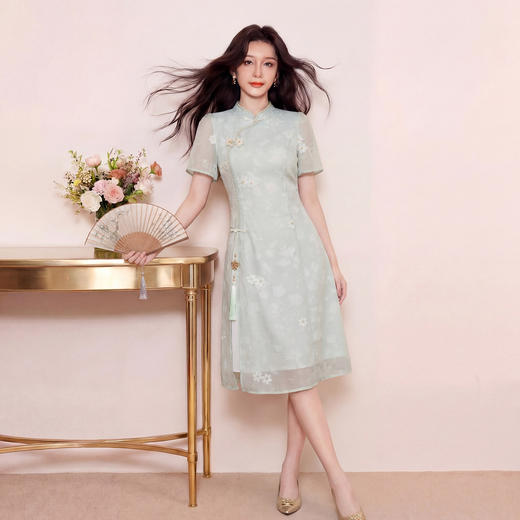 奢姿大码女装2026夏季胖妹妹时尚国风刺绣连衣裙气质复古显瘦长裙9962894514 商品图4