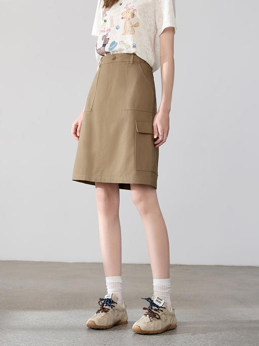 【百图lulu定制】【口袋裙】工装风 大口袋 帅气迷人 直筒半身裙 商品图4