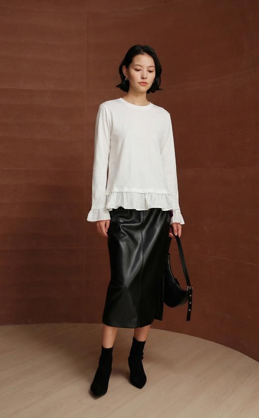 EP雅荷叶边拼接长袖新疆长绒棉打底T恤 商品图5