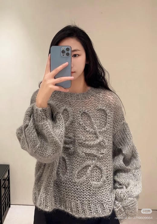 37-1 排他性独家圆正 lew粗针手勾徽标廓形套头衫 商品图0