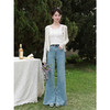 鹿向南「晴空星影」浅蓝色阔腿牛仔裤女春季韩系chic宽松直筒裤子 商品缩略图1