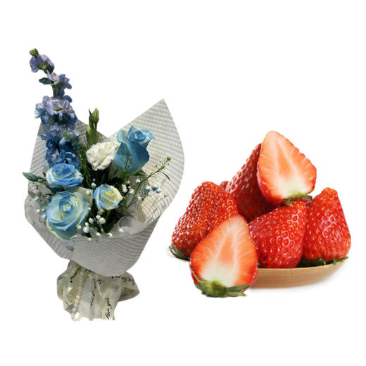 【38女神节】精致混搭小花束1束+红颜草莓1框（带框2斤左右）十堰主城区包邮 周日发货 商品图2