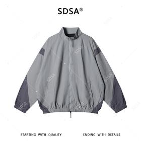 SDSA男装2026新款高贵轻奢老钱风拼接拉链立领夹克外套简约百搭