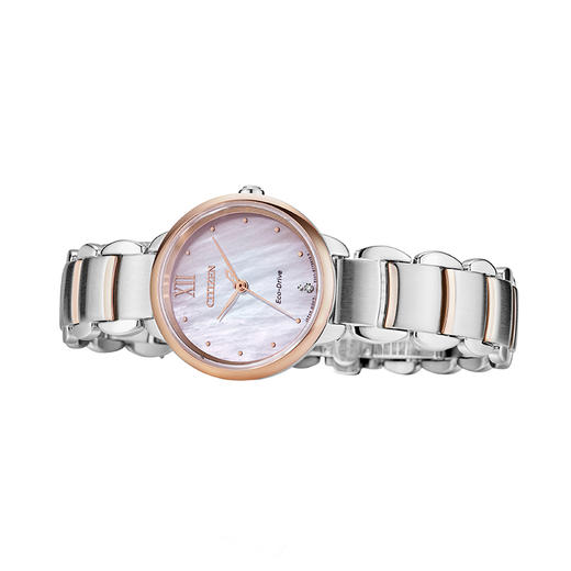 西铁城日本官方正品光动能防水时尚潮流不锈钢间粉金色女表EM0924-85Y 商品图2