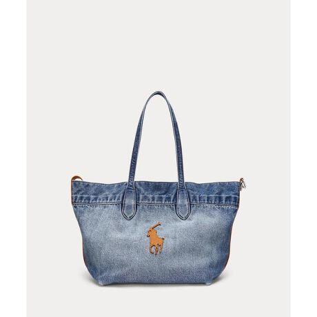 好美好美！！是丹宁托特包，牛皮革拼接大容量水洗单肩包E030766 商品图6