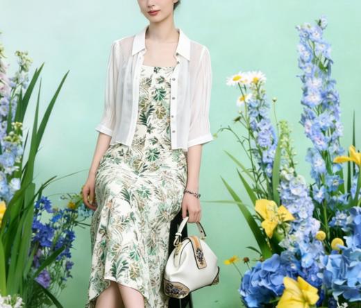 HJ2A03_皓色_开衫_春夏_复古翻领短款单排扣七分袖显瘦上衣_高级女装_BERNIEELEN 伯妮斯茵 商品图4