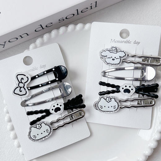黑银甜酷组合夹组合发夹（4个）-纪念日百货门店同款169149476 商品图0