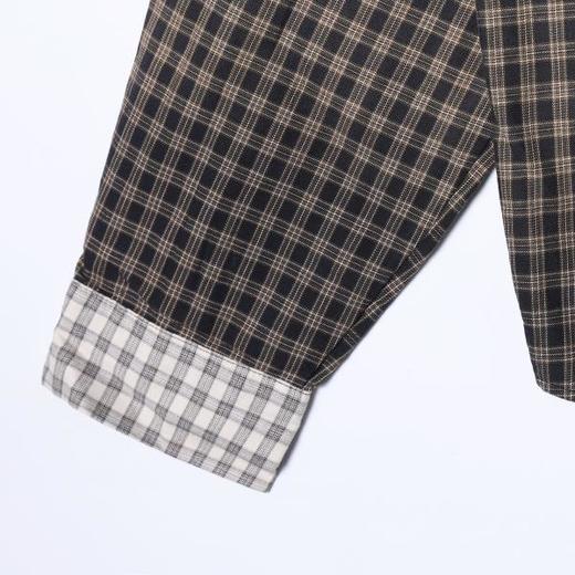 SDSA男装2026新款高贵轻奢撞色小格拼接子翻领长袖衬衫百搭休闲 商品图3