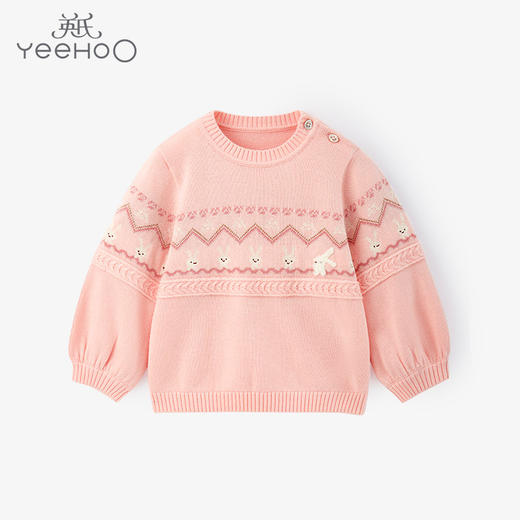 英氏儿童毛衣秋冬新款女宝纯棉针织套头衫休闲童装YRTAJ32177A 商品图0