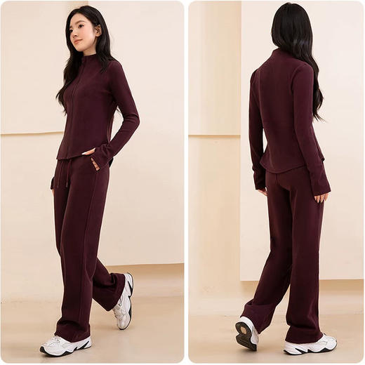 限时特价！！LU同款 雪梵莱【软羊绒防风立领休闲套装 】 后背立体裁剪，腰线凸显小蛮腰，拇指洞设计同时兼具时尚感 个高弧提臀线裤侧缝修饰线秒变大长腿!#L 商品图2