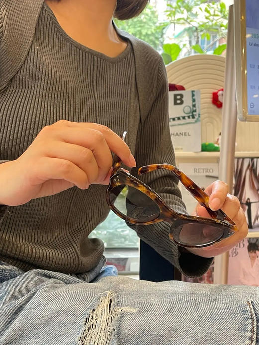 Celine 深棕 豹纹 猫眼 墨镜 商品图3