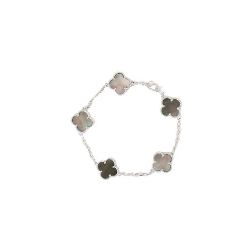 18K 白金链身莹润通透，五枚四叶草镶嵌天然黑蝶贝 商品图4