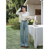 鹿向南「丹宁艺术家」洋气蓝色牛仔裤女春夏新款宽松微喇长款裤子 商品缩略图1