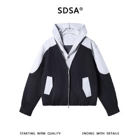 SDSA男装2026新款高贵轻奢韩版拼接假两件连帽夹克外套百搭宽松