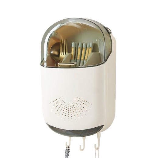 【倾斜式收纳架！餐具沥水收纳挂架】耐用易清洗 家居免打孔筷子筒壁挂式厨房沥水防尘置物架挂 商品图4