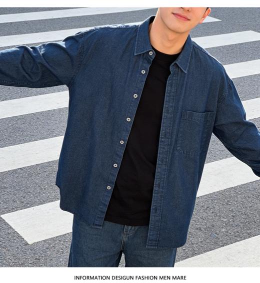 【情侣水洗牛仔衬衫外套】 宽松落肩 微阔直筒剪裁 藏肉显瘦不紧绷 商品图3