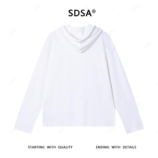SDSA秋季高级感新款男士纯色半纽扣连帽抽绳长袖T恤宽松百搭上衣 商品图4