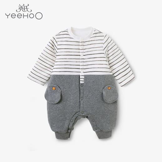 英氏婴儿夹棉加厚保暖连体衣男宝宝哈衣YRHAJ41297A 商品图0