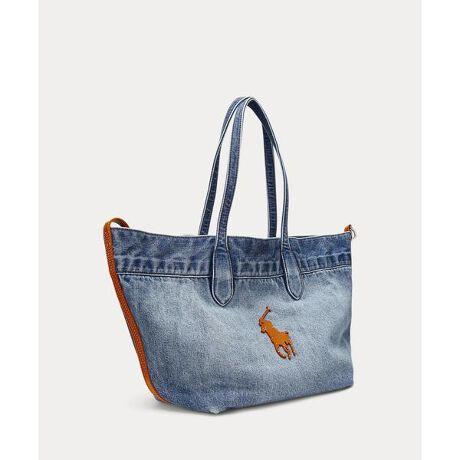 好美好美！！是丹宁托特包，牛皮革拼接大容量水洗单肩包E030766 商品图7