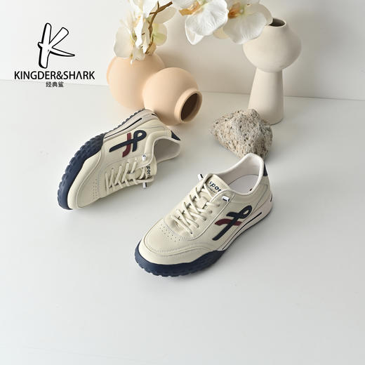 经典鲨2026年专柜新品牛皮革一脚蹬潮流男士跑步休闲鞋KW74-613031 商品图0