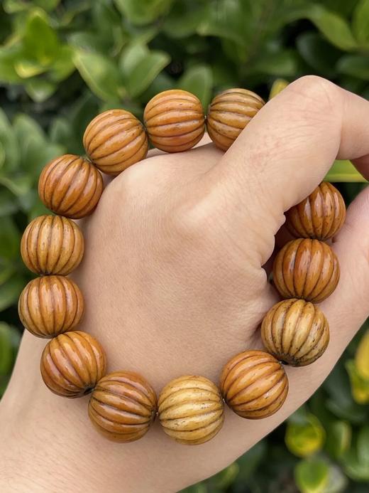 藏传老灵骨雕瓜棱珠手链，顺丰包邮 商品图2