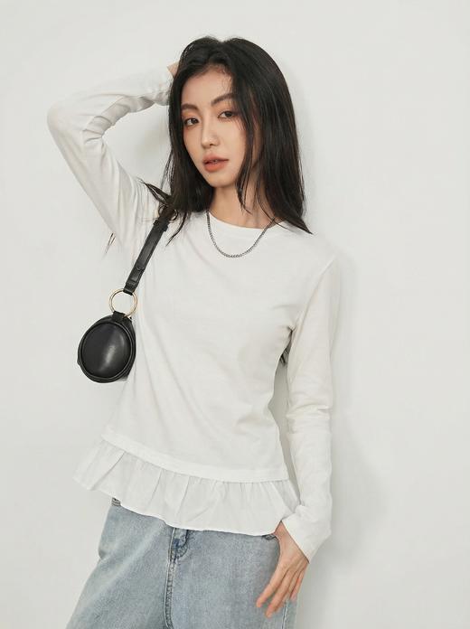 EP雅荷叶边拼接长袖新疆长绒棉打底T恤 商品图9