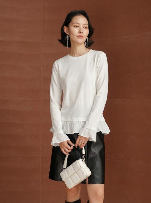 EP雅荷叶边拼接长袖新疆长绒棉打底T恤 商品图4