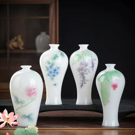 聚德冰种手绘小花插花瓶