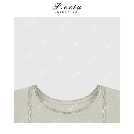 03-2潘依绣丁丁宠粉减龄松弛拼接设计短袖圆领上衣Q4105 商品图2