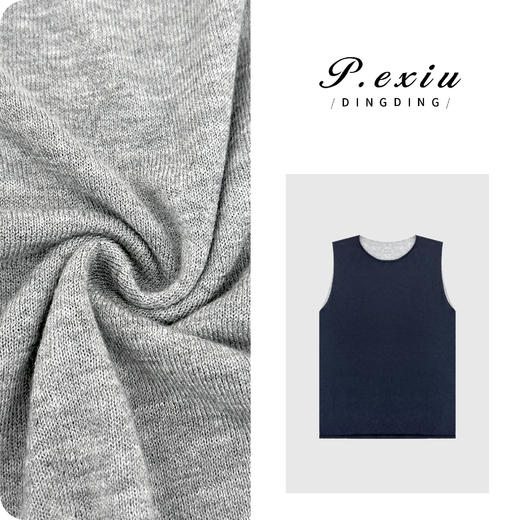 03-2潘依绣丁丁宠粉PanYiXiu/潘依绣【蓝调往事】桑蚕丝羊毛超细柔软AB面针织背心C027 商品图0