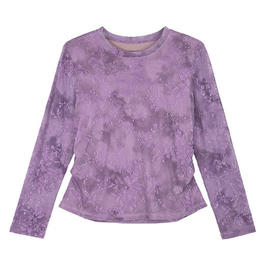 百媚生 印提花春秋长袖T恤女士内搭可外穿打底衫XS82610059 商品图4