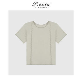 03-2潘依绣丁丁宠粉减龄松弛拼接设计短袖圆领上衣Q4105