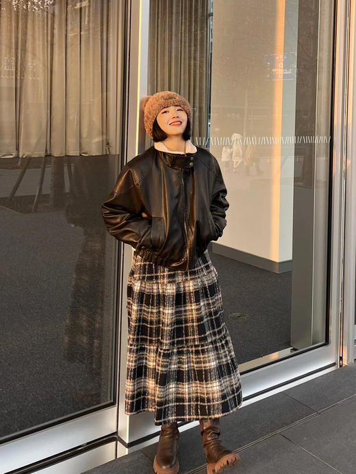 天猫同步【高奢/仿貂毛】拉夏贝尔/La Chapelle立领内里加绒PU夹克女保暖机车风时髦皮衣外套 商品图5